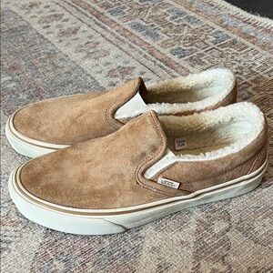 Vans Men's Brown Faux Fur Slip-On Loafers